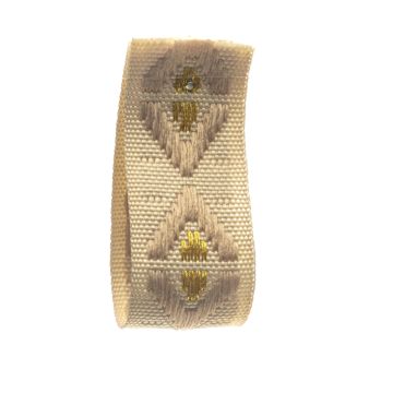 Ecru Beige Gold Metallic Jacquard