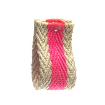 Ecru Shocking Pink Cotton Herringbone