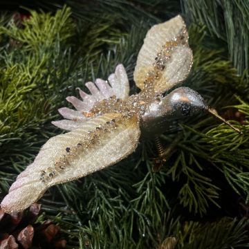 Gold Glitter Bead Hummingbird