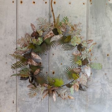 Grey Green Metal Wreath