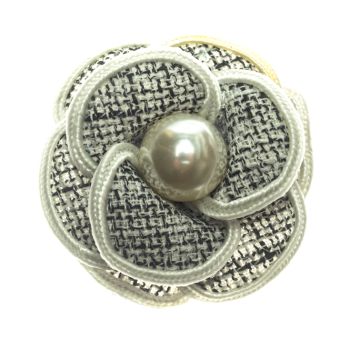 Grey Squirrel Tweed Pearl Brooch Pin