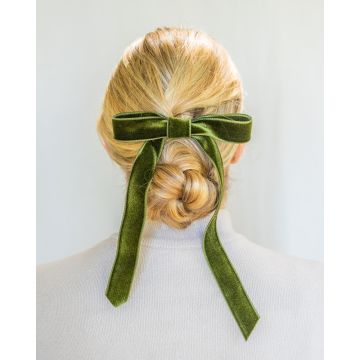 Leaf Green Velvet Bow