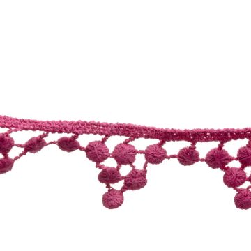 Magenta Pom Pom Fringe 100% Cotton