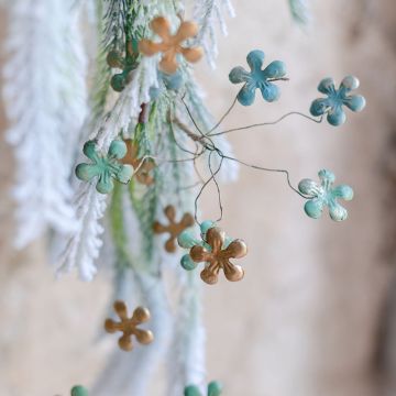 Blue Green Gold Metal Flower Garland