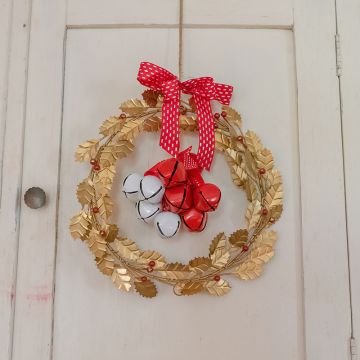 Gold Metal Holly Wreath