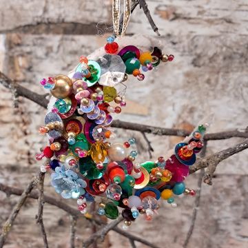 Mixed Sequin and Bead Moon