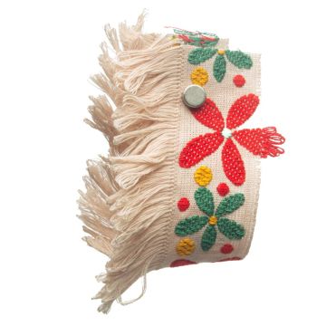 Natural Green Jaquard Fringe