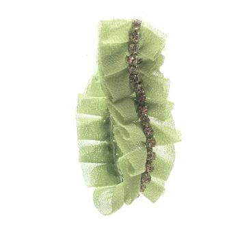 Nicotiana Green Pleated Diamante Ribbon