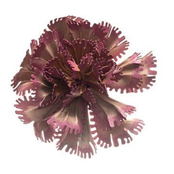Pale Plum Hand Painted Leather Frilly Poppy Bloom
