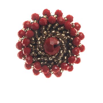 Peonie Red Beaded Brooch