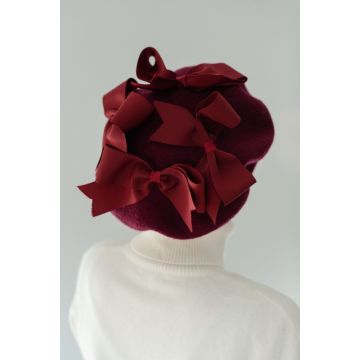 Peonie Red Grosgrain Bow Beret