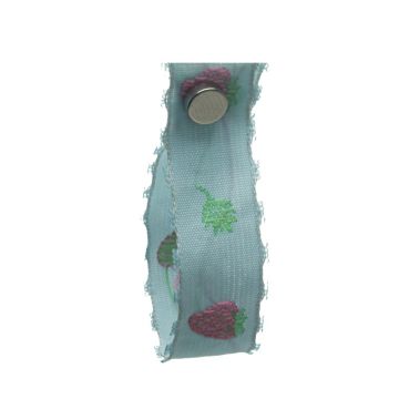 Periwinkle Ribbon with strawberry pattern and picot frill