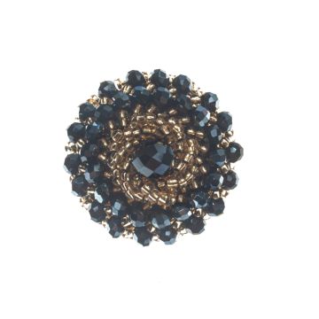 Pitch Blue Beaded Brooch