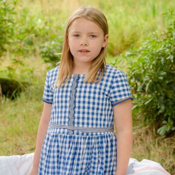 Pitch Blue Pleated Ric Rac Gingham