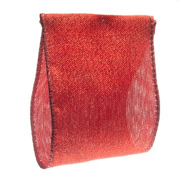 Post Box Red Flecked Wired Ribbon