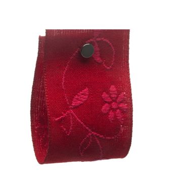 Post Box Red Floral Jacquard Ribbon