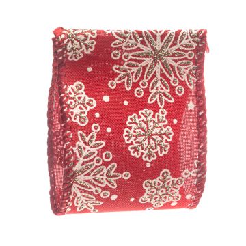 Post Box Red Wired Snowflake Ribbon