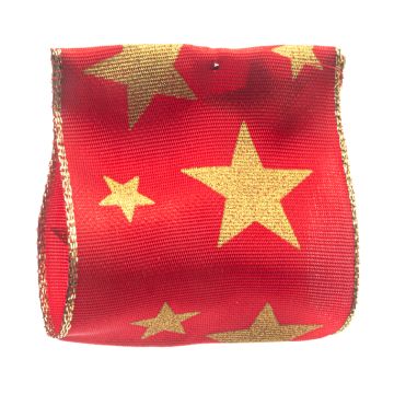 Post Box Red Wired Star Ribbon