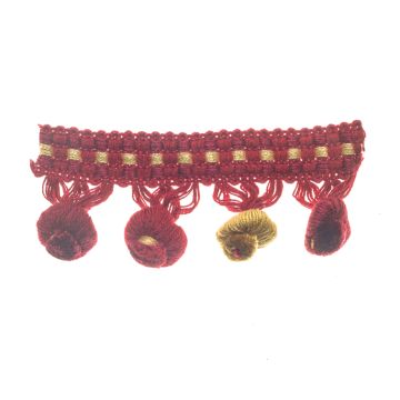 Raspberry Bin End Bobble Fringe