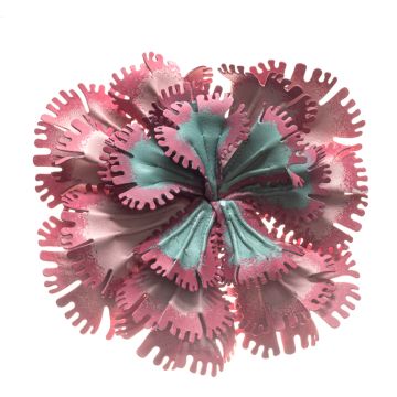 Rhubarb Hand Painted Leather Frilly Poppy Bloom