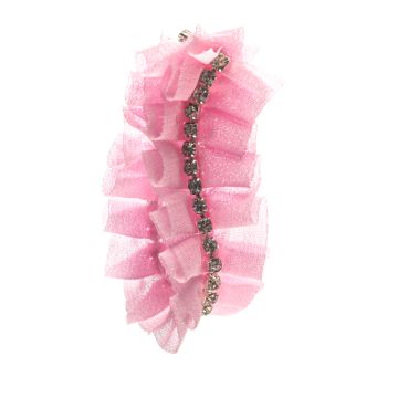 Pink Impatience Pleated Diamante Ribbon