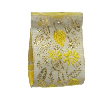 Sherbet Lemon Floral Metallic Jacquard
