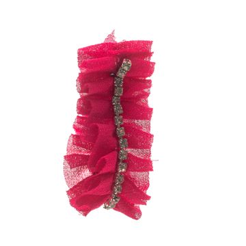 Raspberry Pleated Diamante Ribbon