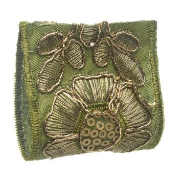 Sludge Green Metallic Floral Jacquard