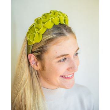 Sludge Green Velvet Lattice Headband