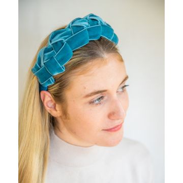Teal Velvet Lattice Headband