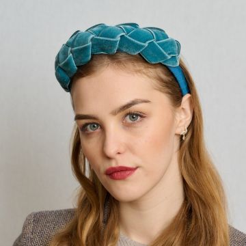 Teal Velvet Lattice Headband