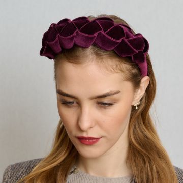 Wine Velvet Lattice Headband