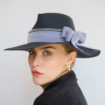 Midnight Grey Zip Felt Trilby