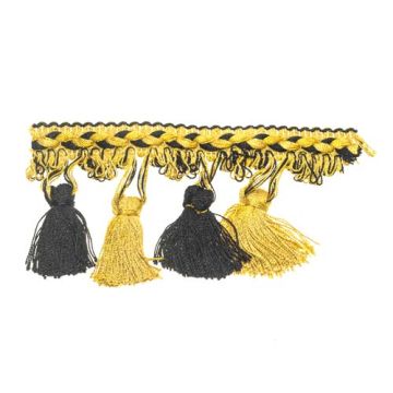 Black  Gold Bin End Tassel Fringe