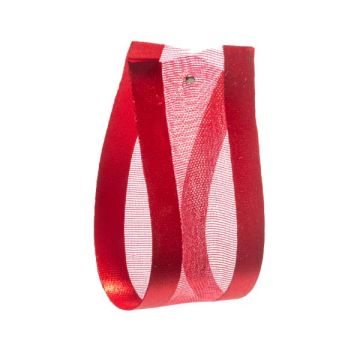 Post Box Red Satin edged organdy ribbon