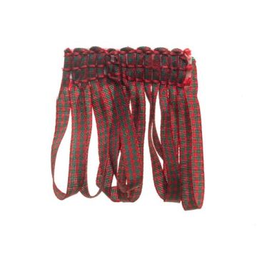 red green Bin End Gingham Looped Fringe