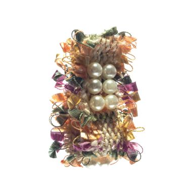 Deep Apricot Braid with Pearls