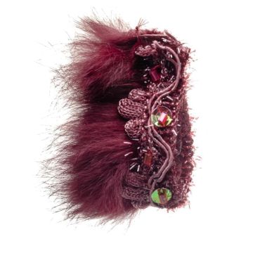 Dark Damson Fur Fringe & Pearl Header