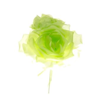 Lime Silk rose with 3 buds 150 x 180mm