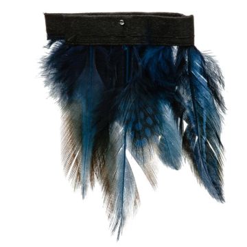 Pitch Blue Spotted Feather Fringe
