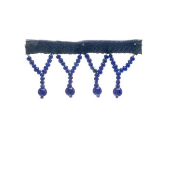 Pitch Blue Y-Beaded Fringe 40mm