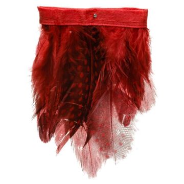 Post Box Red Spotted Feather Fringe