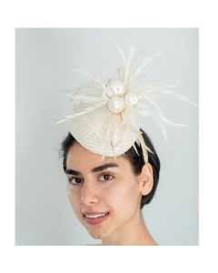 Cream Pearl Feather Straw Base
