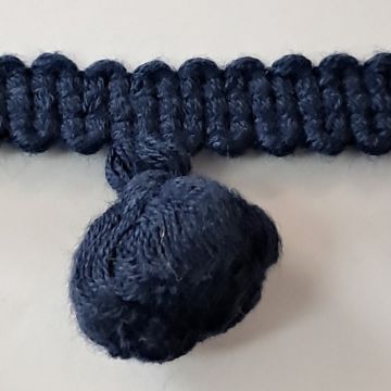 navy Bin End Cotton Bobble Fringe