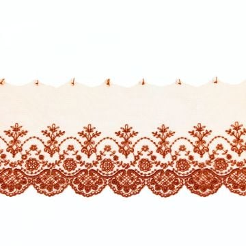 Deep Apricot Embroided Lace