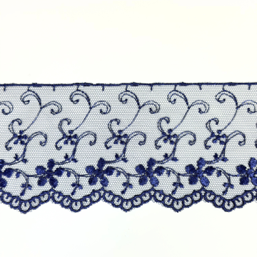 Pitch Blue Embroided Lace