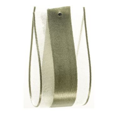 Hellebore Green Satin Centre Organdy Ribbon