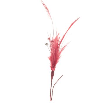Post Box Red Feather & Diamante Stem