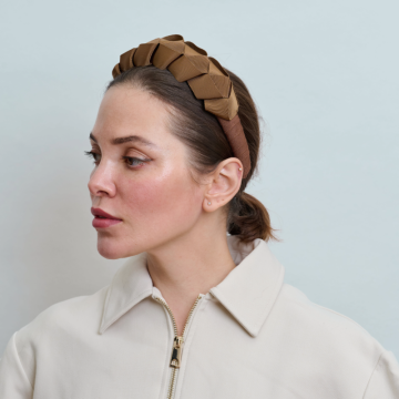 Light Toffee Plaited Grosgrain Headband