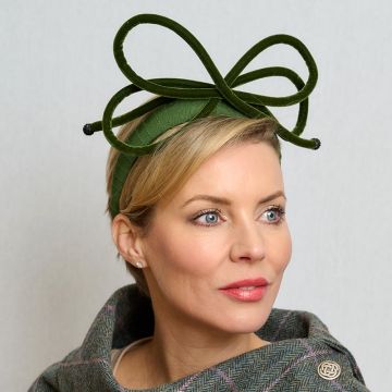 Leaf Green Piped Bow Headband